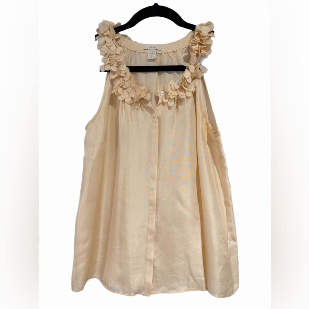 J. Crew 100% Silk  Sleeveless Blouse with Petal  Detail - Size 2